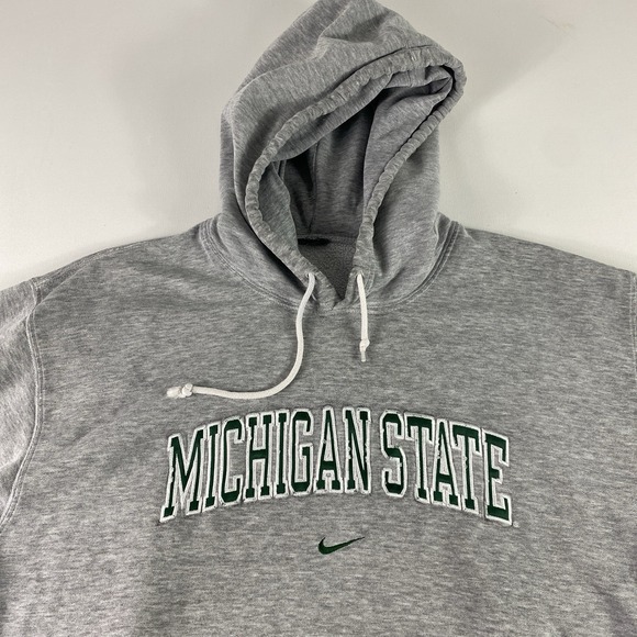 Vtg Team Nike Center Swoosh Michigan State Hoody Sweatshirt Embroidered Medium